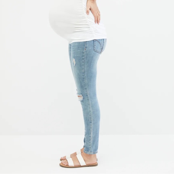 Indigo Blue distressed maternity jeans - Picture 7 of 8